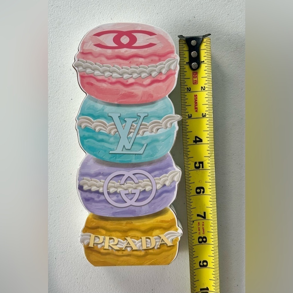 NEW!District Cheers Canvas Art - Chanel Pink & Green Wine Bottle-Wood Doughnut - Picture 6 of 10